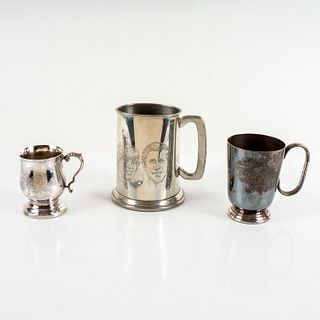 3pc Vintage Silver Plated and Pewter Commemorative Cups