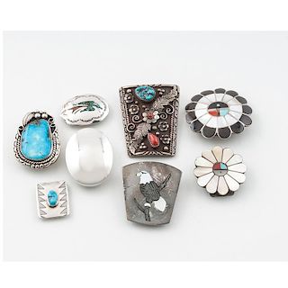 Navajo Silver and Turquoise Bolos Clasps