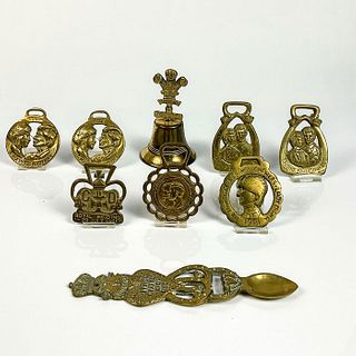 9pc Vintage Brass Princess and Prince of Wales Memorabilia