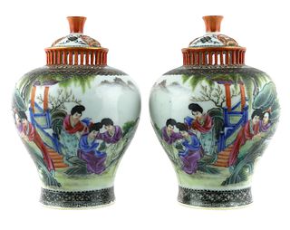 Pair Antique Chinese Porcelain Containers
