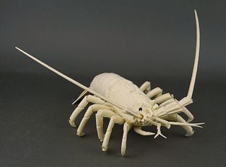 Vintage Chinese Articulated LOBSTER Carved Bone