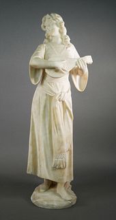 28" Alabaster Sculpture Figure with Mandolin