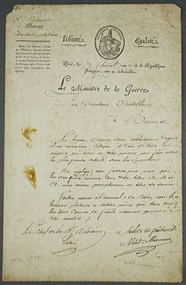DOCUMENT: 1799 Napoleon's Minister of War
