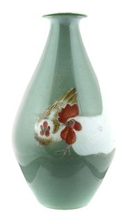 Antique Japanese Porcelain Vase w Hen