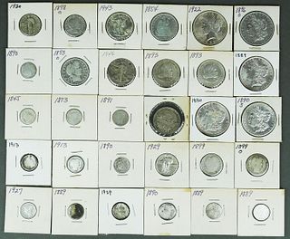 (30) US Silver Coins Collection $1 50c 25c 10c