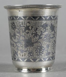 Antique Russian Engraved Silver Cup
