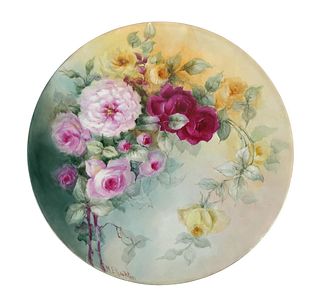 Vintage 18" D&C LIMOGES Rose Porcelain Plate