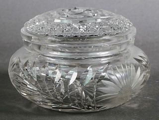 Vintage Cut Crystal Lidded Hair Receiver Container