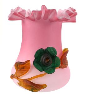Vintage Italian Peachblow Crimped Glass Vase