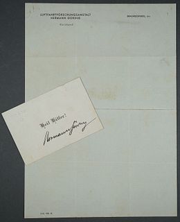 GOERING Hermann, Letterhead & Card