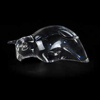 Steuben Signed Crystal Glass 'Powerful Bull' Figure
