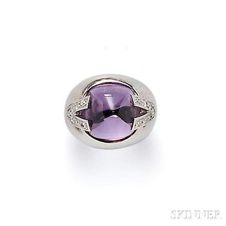 18kt White Gold, Amethyst, and Diamond Ring, Versace