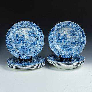 (12) Set of Spode 'Castle' Pattern Bowls & Plates
