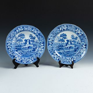 (2) Pair of Spode 'Tower' Pattern Soup Plates C. 1815