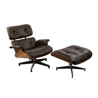 Herman Miller Eames Brown Leather Lounge Chair and Ottoman
