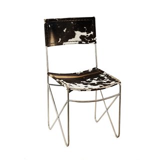 Contemporary Chrome Cow Hide Side Chair