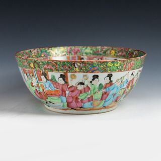Canton Porcelain Chinese Famille Rose Court Scene Bowl