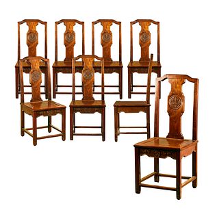 LOT OF 8, A GROUP OF EIGHT HUANGHUALI AND MIXWOOD SIDE CHAIRS (Y)