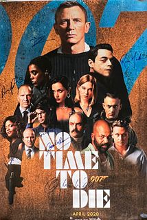 No Time To Die cast signed movie poster 