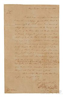 Washington, George (1732-1799) Letter Signed, Headquarters, Passaic Falls, New Jersey, 23 November 1780.