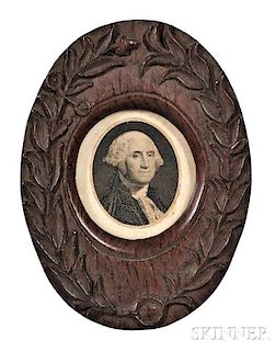 Washington, George (1732-1799) Engraved Portrait Framed in Oak Made from the USS Constitution.