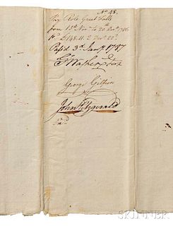 Washington, George (1732-1799) Document Signed, Virginia, 3 January 1787.