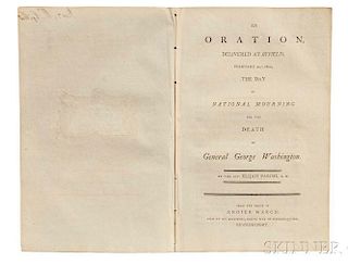 Parish, Elijah (1762-1825) An Oration, Delivered at Byfield, February 22d, 1800, the Day of National Mourning for the Death o