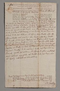 Adams, John (1735-1826) Legal Document Signed, 5 April 1774.