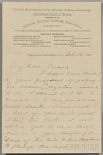 Anthony, Susan B. (1820-1906) Autograph Letter Signed, 18 February 1888 [or 1 September 1890].