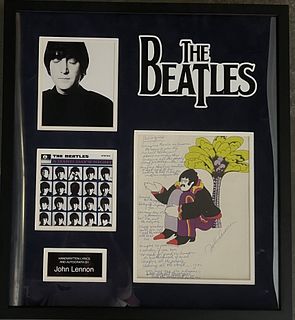 John Lennon signed Imagine lyrics collage. GFA authenticated