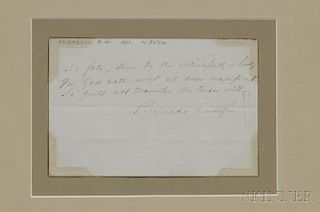 Emerson, Ralph Waldo (1803-1882) Signed Sentiment.