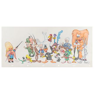 Looney Tunes panorama drawing by Virgil Ross