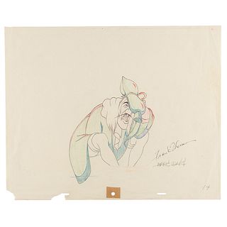Frank Thomas and Marc Davis signed production drawing of Captain Hook from Peter Pan