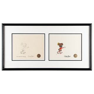 Chuck Jones Twice-Signed Limited Edition Production Cel and Drawing