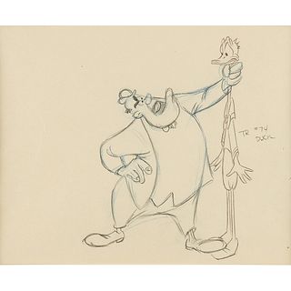 Donald Duck and H. U. Hennessy production drawing from Duck Pimples