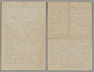 Ibsen, Henrik (1828-1906) Autograph Letter Signed, Gossensass, Tyrol, 4 July 1883.