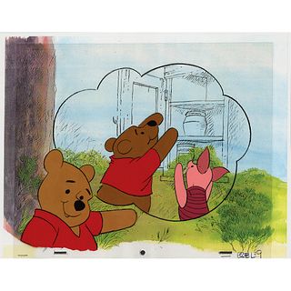 Winnie the Pooh and Piglet production cel from an educational Disney cartoon