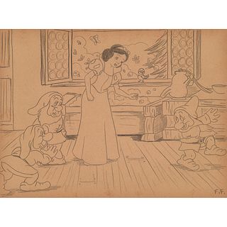Frank Follmer concept story drawing for Snow White and the Seven Dwarfs