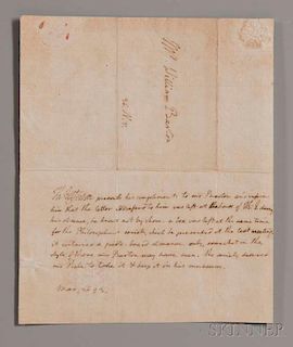 Jefferson, Thomas (1743-1826) Autograph Letter Signed, Philadelphia, 26 March 1793.
