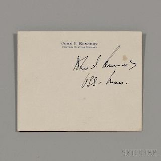 Kennedy, John F. (1917-1963) Signed Senate Card.
