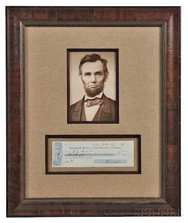 Lincoln, Abraham (1809-1865) Check Signed, 19 January 1859.