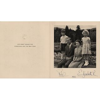 Queen Elizabeth II and Prince Philip Signed Christmas Card (1955)
