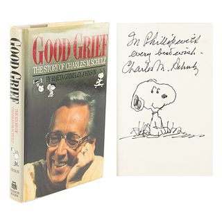 Charles Schulz Signed Book with Snoopy Sketch