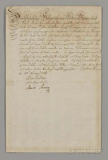 Maria Theresia Walburga Amalia Christina (1717-1780) Secretarial Letter Signed, Vienna, 28 November 1763.