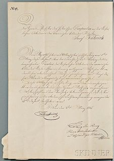 Metternich, Klemens (1773-1859) Document Signed, Vienna, 4 March 1845.