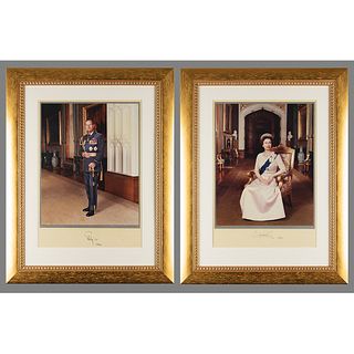 Queen Elizabeth II and Prince Philip Signed Oversized Photographs