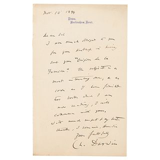 Charles Darwin Autograph Letter Signed