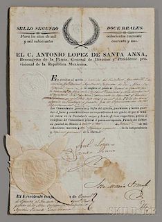 Santa Anna, Antonio Lopez de (1794-1876) Document Signed, Mexico City, 23 February 1842.