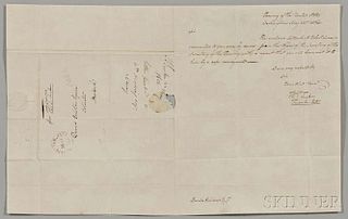 Tucker, Thomas Tudor (1745-1828) Two Autograph Letters Signed with Free Franks, and One Secretarial Letter with Autograph Fre