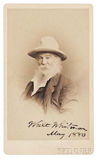 Whitman, Walt (1819-1892) Signed Carte-de-visite, May 1880.